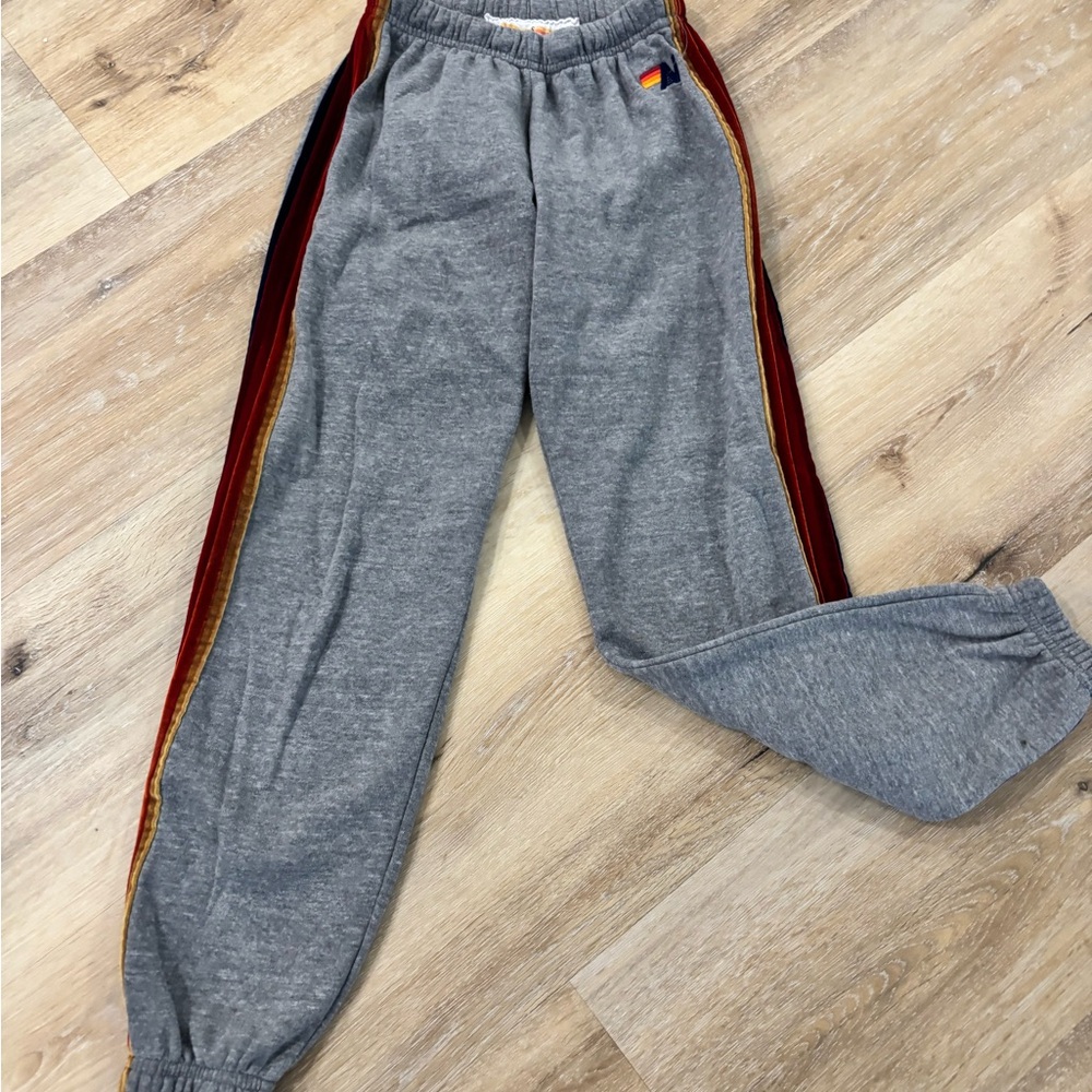 Aviator Nation women’s Gray Joggers with Red and Gold Accents